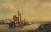 Auguste Borget A View of Junks on the Pearl River oil painting reproduction
